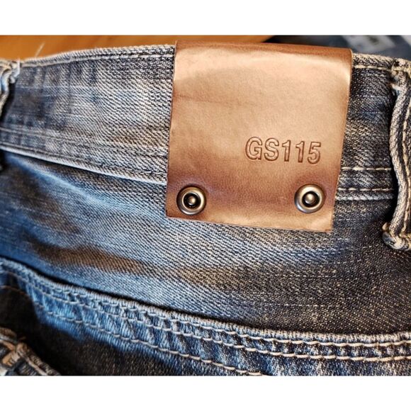 GS115 Gramercy SF Mens Jeans 36x31 Light Wash Gray Silver Y2K Distressed Style - Picture 12 of 16